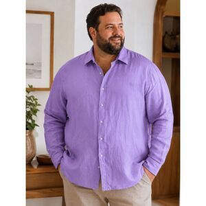VTG Lauren Ralph Lauren RLL Embroidered 100% Linen Purple Button Up Shirt Sz 2X